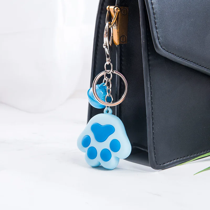 FIMAO Cartoon Dog Cat Paw Keychain Soft Silicone Creative Animal Claw Bell Pendant Keyring for Women Kids Key Holder Pet Gift