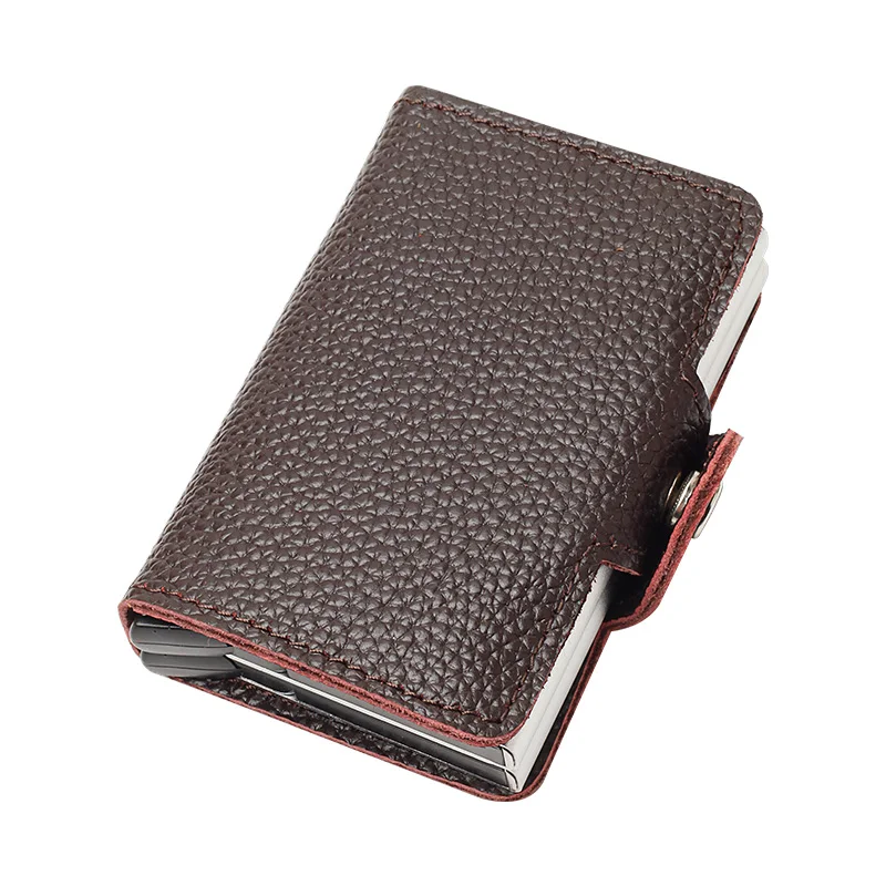 2019Mini Credit Card Holder Women RFID Id Holder Case Leather Metal  Wallet new Anti-theft Automatic Credit Card Male Coin Purse