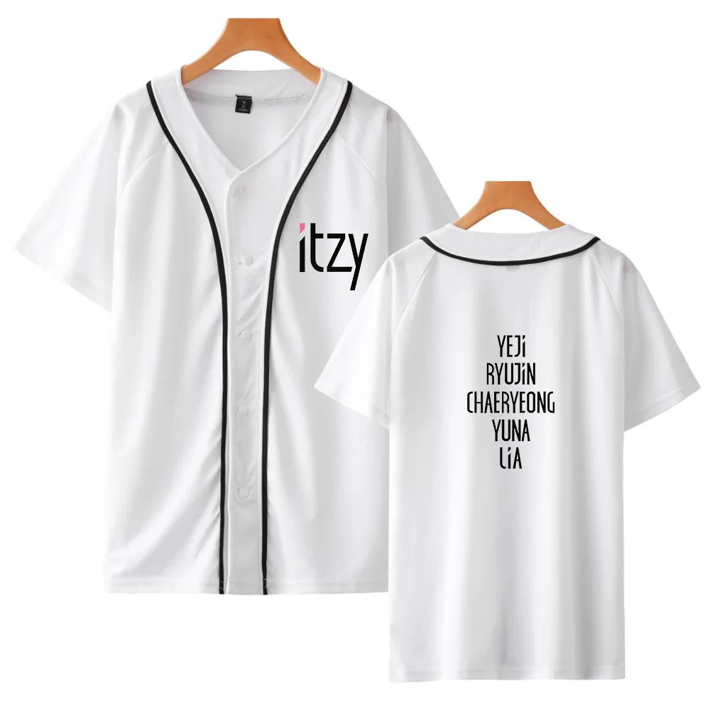 K POP K-POP KPOP ITZY Album Short Sleeve Baseball T Shirt Women Men YUNA RYUJIN CHAERYEONG LIA YEJI Hip Hop Baseball Uniform