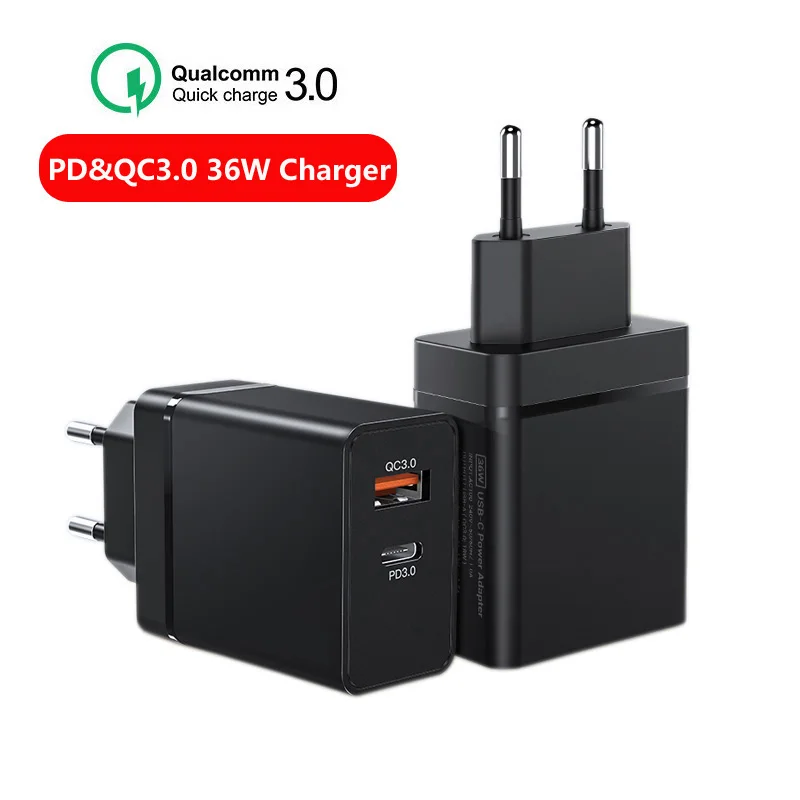 36W fast charger PD3.0 Super charge Fast Charging Phone Charger  For iPhone 7 8 XS Mas  Xiaomi Samsung Travel Charger EU Adapter