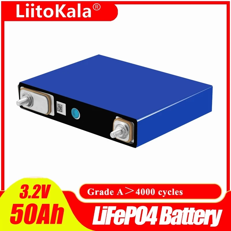 LiitoKala 3.2v 50Ah LifePo4  battery lithium 150A 3C high drain for diy 12V 24V solar Inverter electric vehicle  golf cart