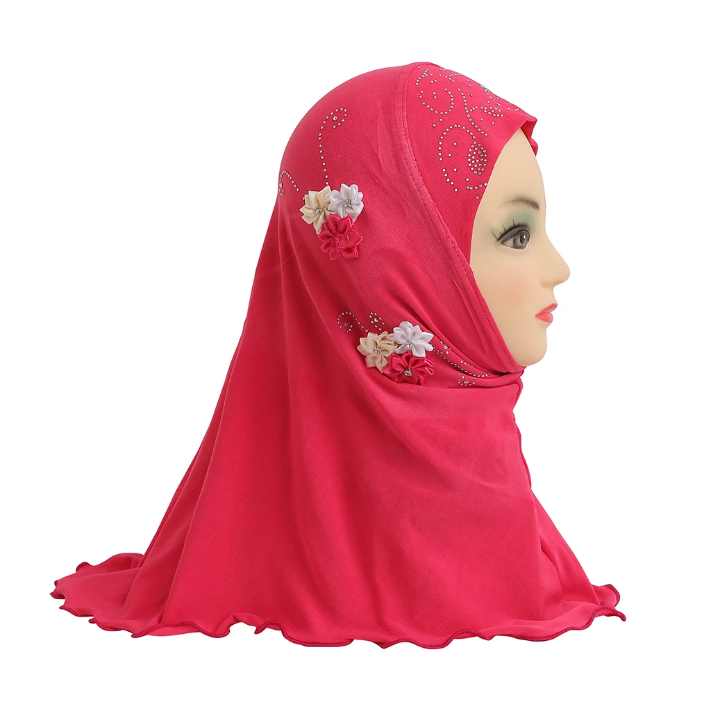 Une pièce Amira Hijab musulman enfants filles Hijabs fleur tête écharpe châle enveloppement islamique chapeau prière foulard arabe chapeaux casquette Hijab