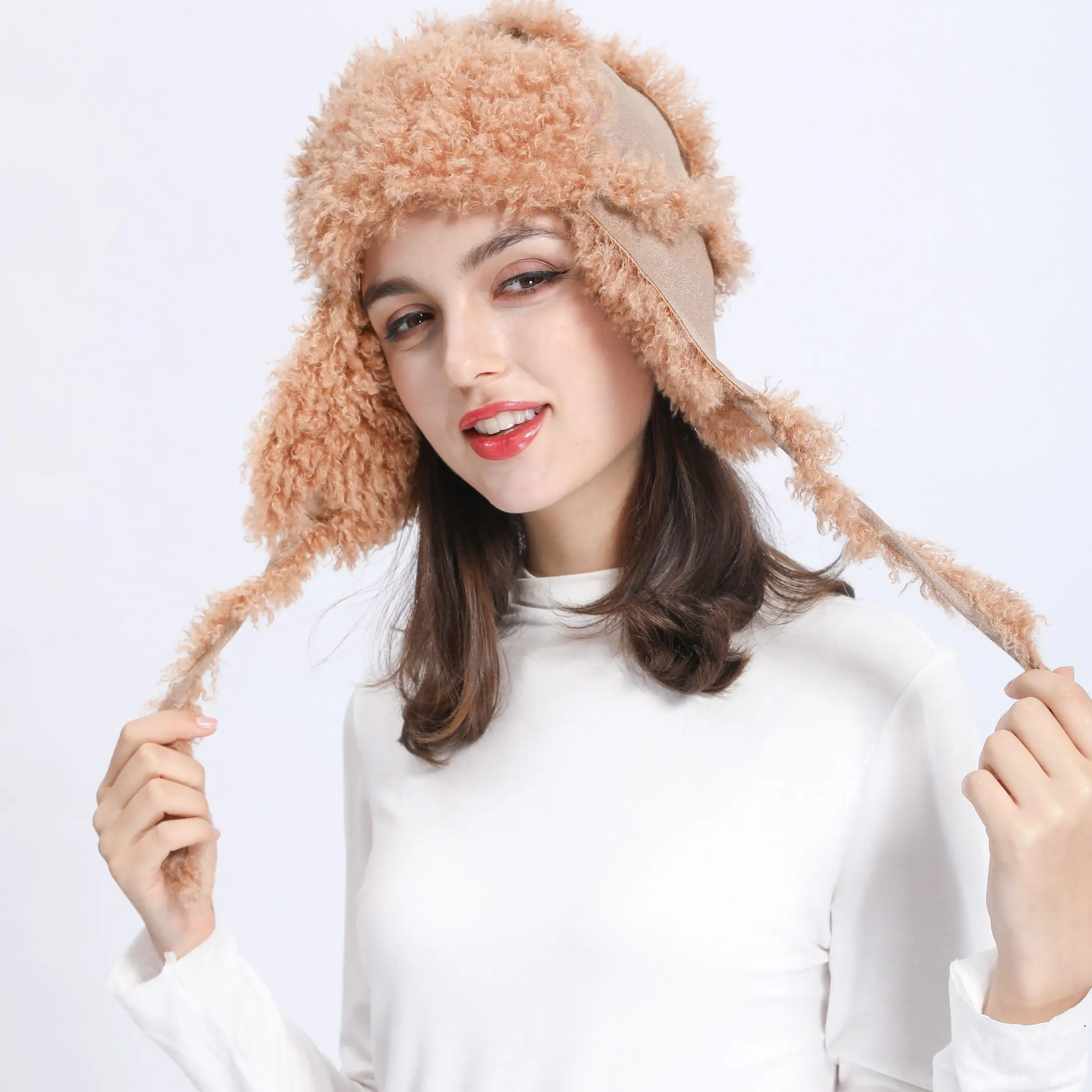 New Winter Full Russian Style Lei Feng Hat Windproof Earmuffs Double-faced Curl Dummy Warm Faux Wool