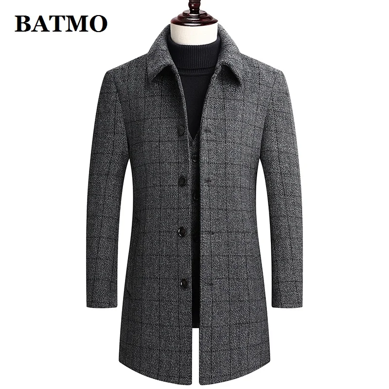 

BATMO 2021 new arrival winter 90% white duck down liner wool trench coat men,men's overcoat,jackets ,8811