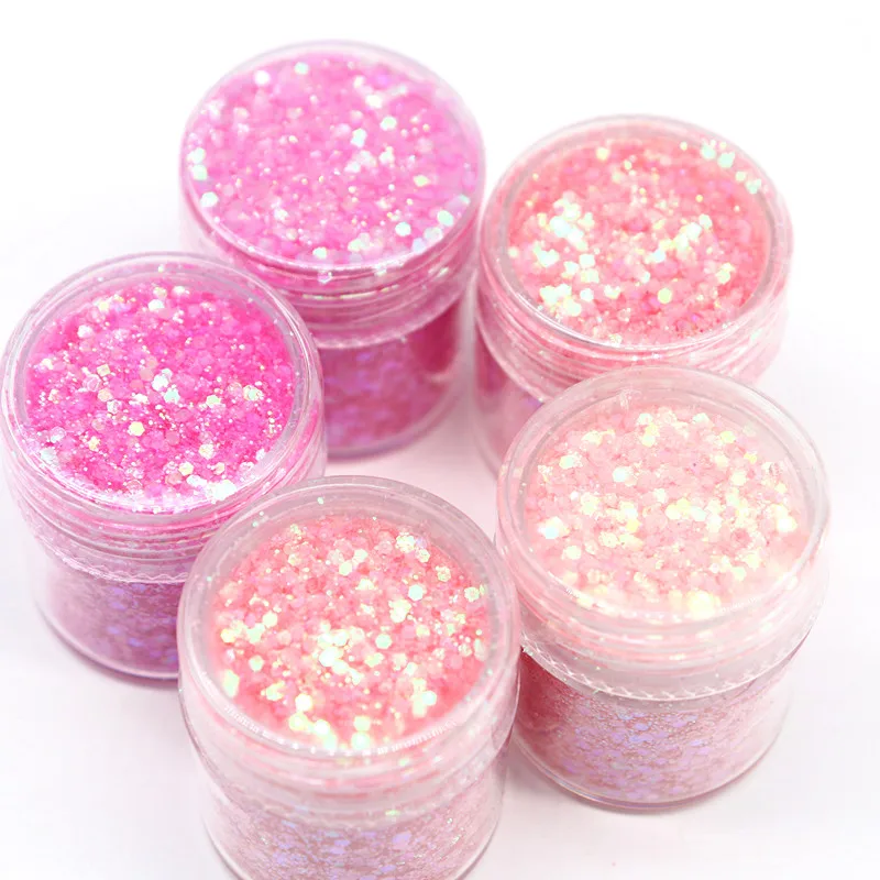 1 Can 10ml Holographic Nail Polish Sequin Candy Color Mixed Size Series Set Glitter Powder for DIY Nail Polish Decoration Art