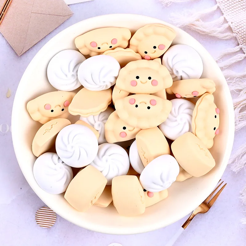 10Pcs Cute Steamed Stuffed Bun Dumplings Resin Charms Chinese Food Pendants For Earrings Necklace Key Chain Jewelry Making C338