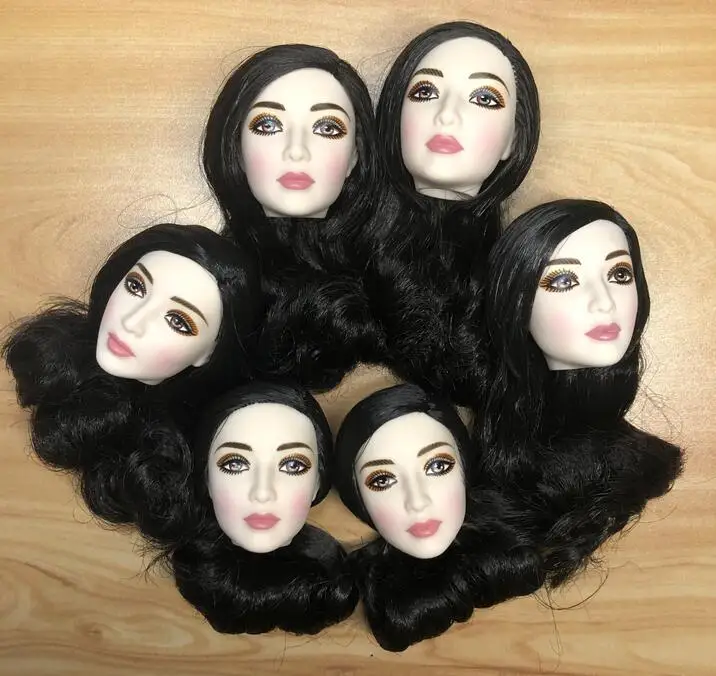 Original Rare Doll Heads White Lady Bingbing Doll Head Part DIY Dressing Parts Black Pink Silver Gold Hair Doll Accessories Head