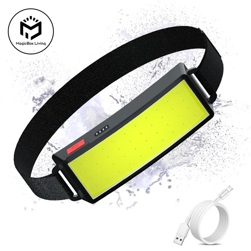 

Rechargeable LED COB Headlamp Super Bright COB Headlight with 3 Modes Waterproof Adjustable Head Torch Light for Hiking Running