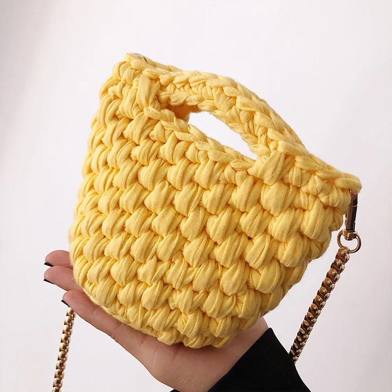 Mini Coin Purse Female Bag New Women Messenger Bags Retro Hand-woven Bag With Bucket Cloth Thread Crochet Bag a7305