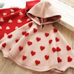 Autumn Children's Knitted Sweater Cute Children Spring Clothes Cloak Baby Girls Sweater Hooded Kids Knitted Pullovers Sweaters