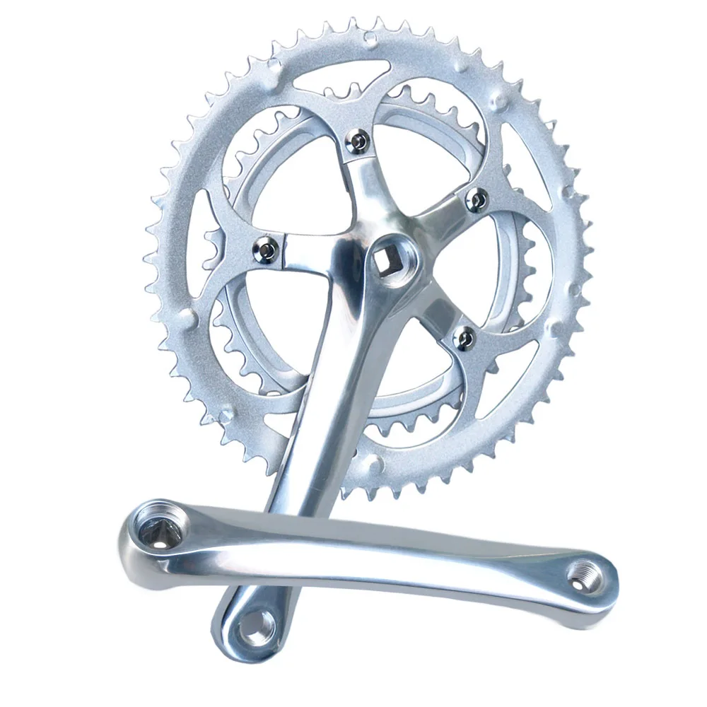 110 BCD Crankset 53/39T 170 MM Road Bike Crank aluminum Tooth Plate steel Folding Bicycle Double System Silver Five Claw