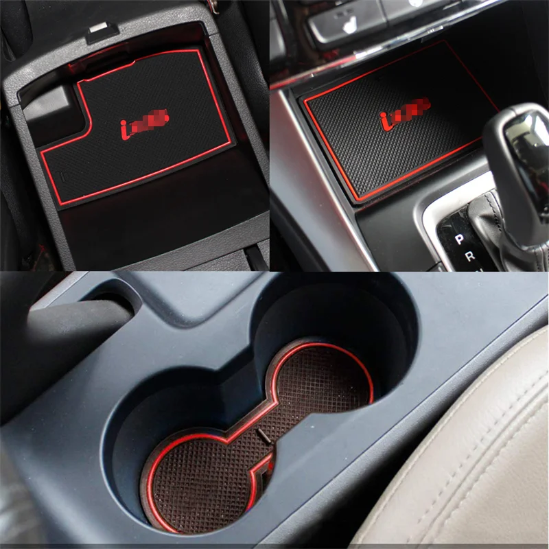 16pcs Car Door Groove Slot Mat Interior Water Cup Rubber Anti-Slip Sheets Storage Holder for Hyundai IX35 2009-2015