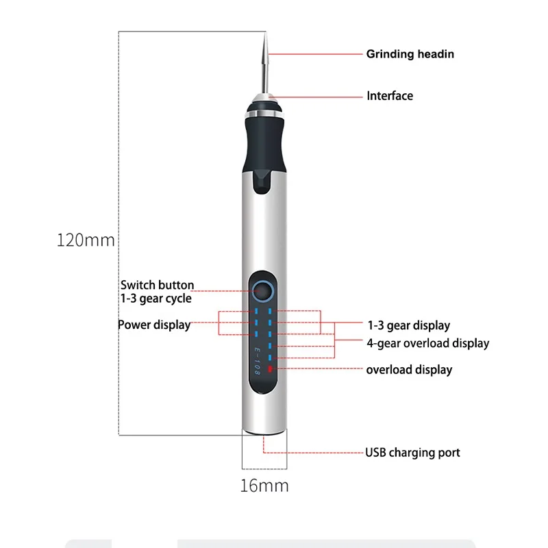 Mini Wireless Electric Grinding Carving Pen Variable Speed USB Rechargeable Grinder Polishing Lettering Cutting Tools Machine