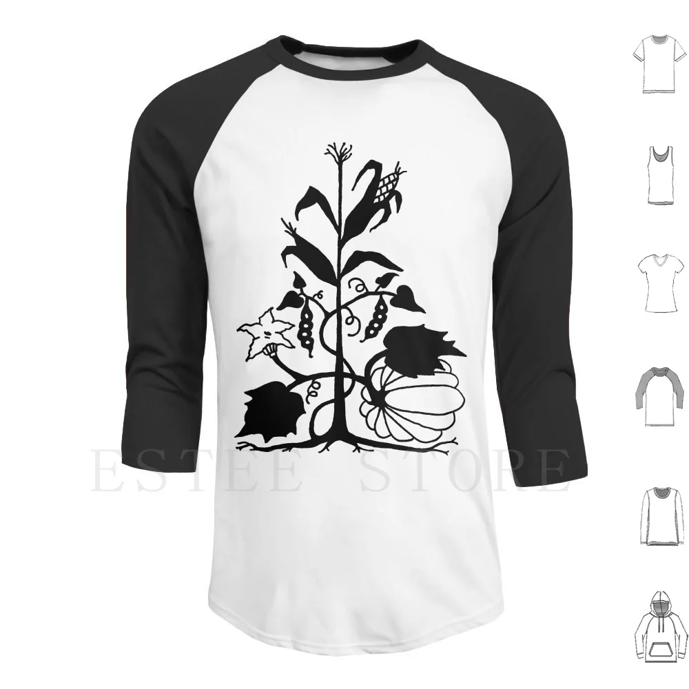 Three Sisters-Corn , Beans And Squash Hoodie Long Sleeve Three Sisters 3 Sisters Plants Corn Beans Squash Plant Gardening