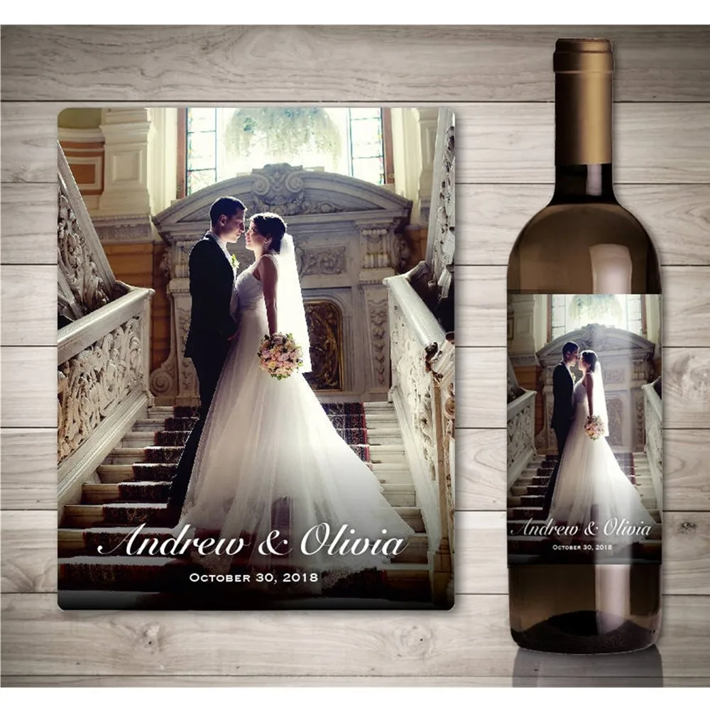 Customized Photo Wedding Wine Stickers,Wine Bottle Label, Personalized Wedding Gift Idea, Couple Gift, Wedding Decoration Wine