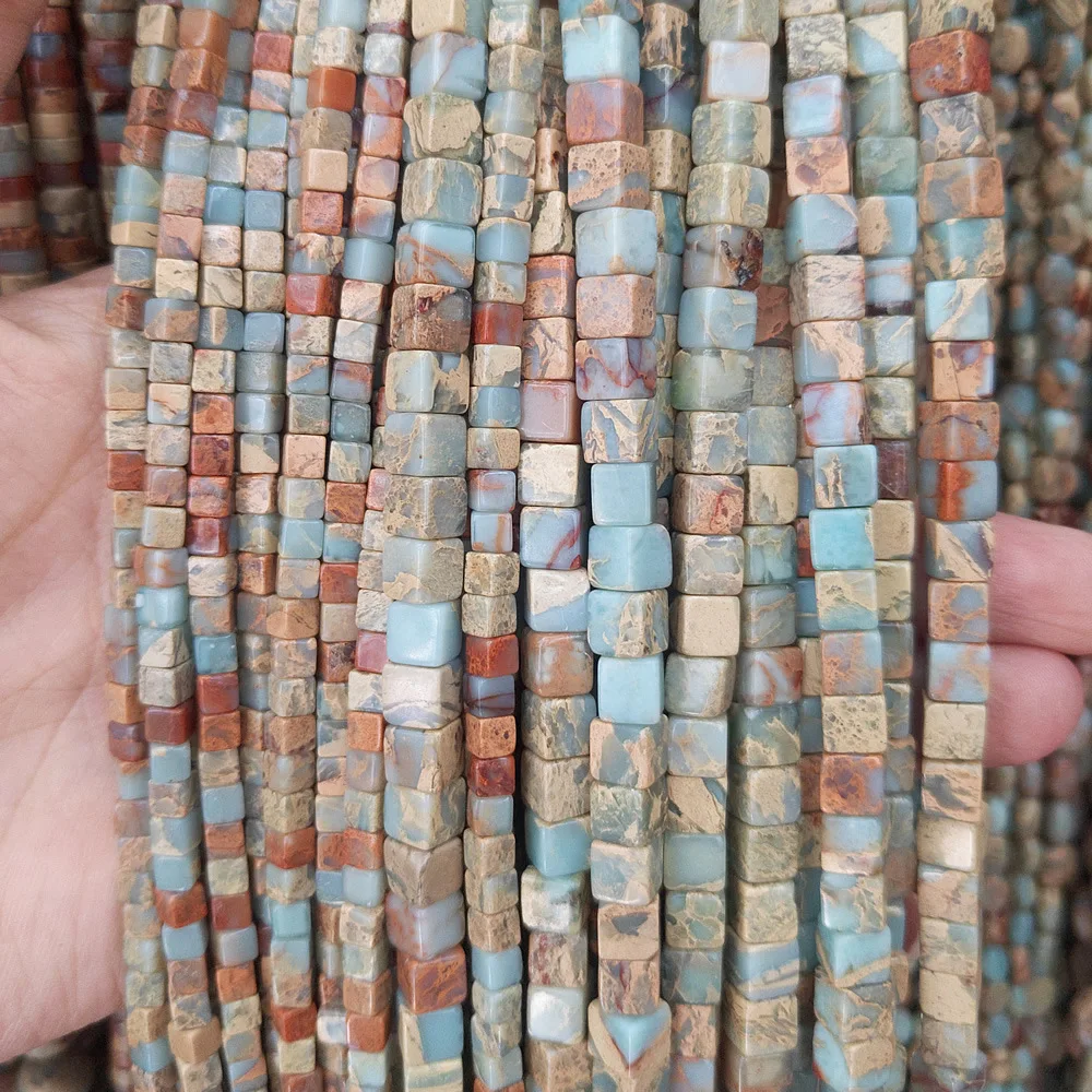 

New 4mm 6mm Natural Semi-precious Stone Loose Beads Strands Square Shape Shoushan Stone DIY Jewelry Necklace Bracelets