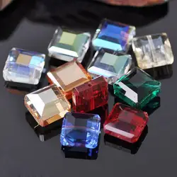 10pcs 13mm Square Faceted Cut Crystal Glass Loose Crafts Beads lot for DIY Jewelry Making