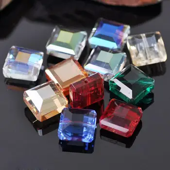 10 ชิ้น 13 มิลลิเมตร Square Faceted ตัดแก้วคริสตัลหัตถกรรมหลวมลูกปัด lot สําหรับเครื่องประดับ DIY ทํา