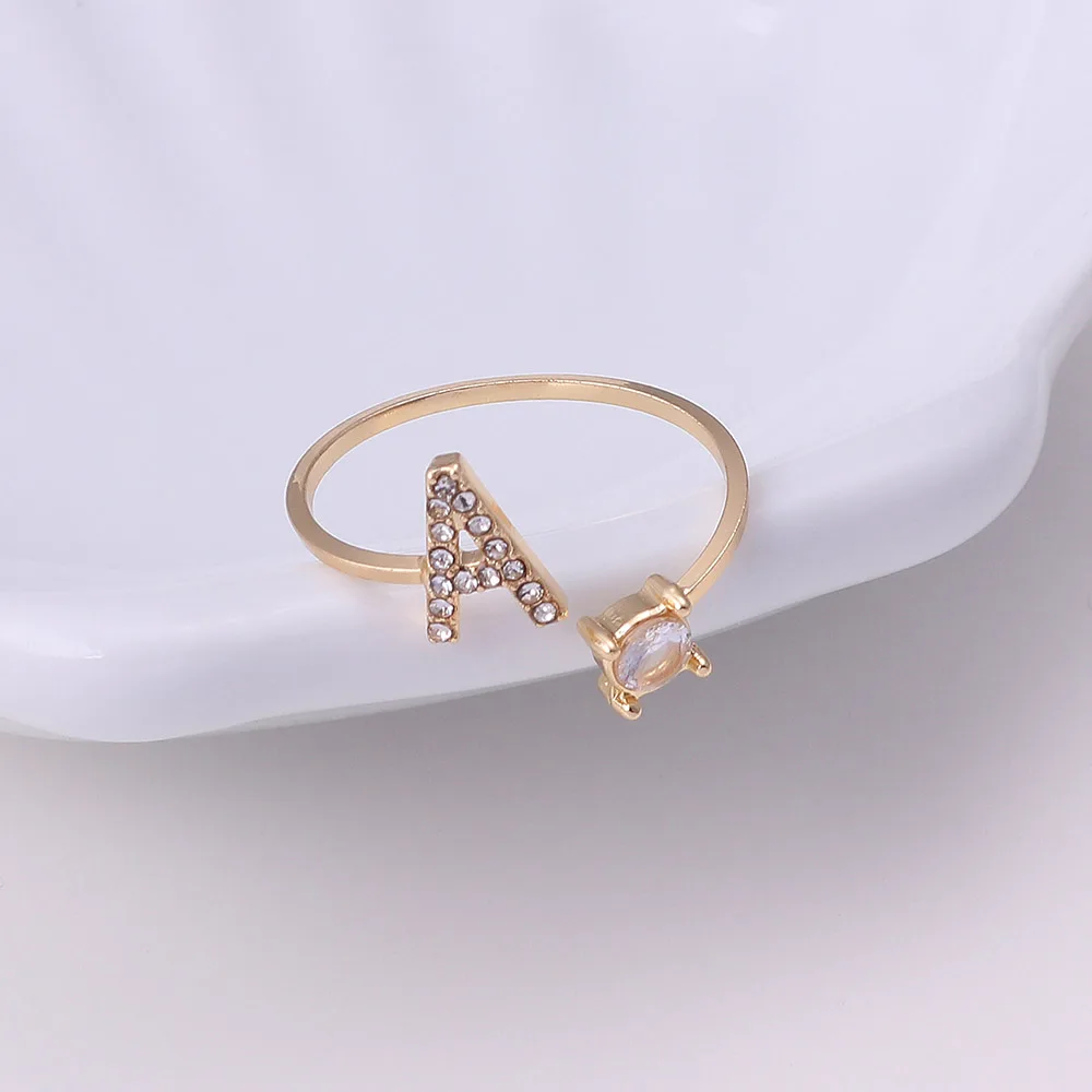 Modischer Initialen-Ring A-Z für Damen, Klassischer Gold- oder Silberfarbener Offener Fingerring für Partys, Schmuckgeschenk, Großhandel – Detail 12