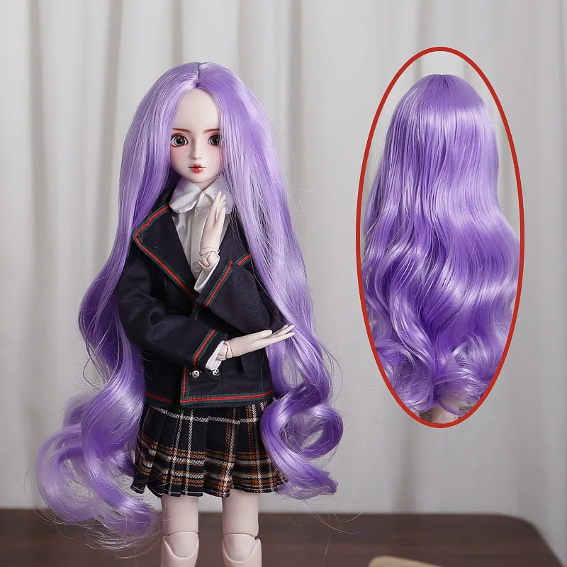 

1/3 Bjd Doll Wig Brown/ Pink/white Bangs Long Curly Hair Doll Wig for 60cm Doll Dress Up Toys Accessories for Girls