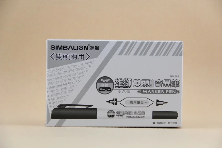 [SIMBALION] 685 Twin Marker Oily Fine Line Pen 3 Color Marker Red / Black / Blue 15 Pcs