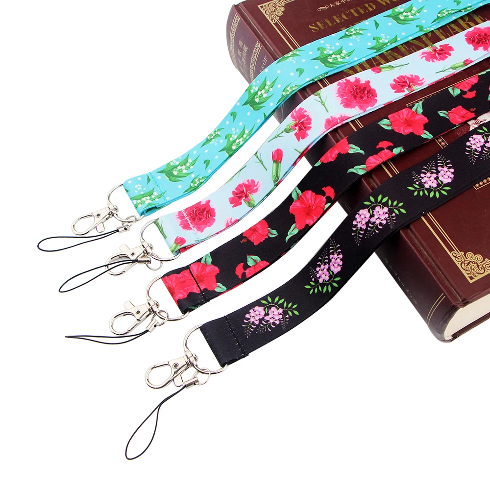 LX149 Flower Lanyard For Keys Mobile Phone Hang Rope Keycord USB ID Card Badge Holder Keychain DIY Lanyards