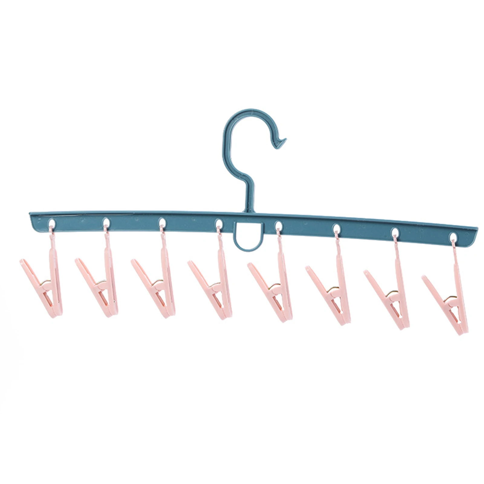 Plastic Clothes Hanger Rack Clothespin for Socks Clothes Drying Rack Hanger Anti-skid Cloth Organizer Drying Rack with 8 Clips