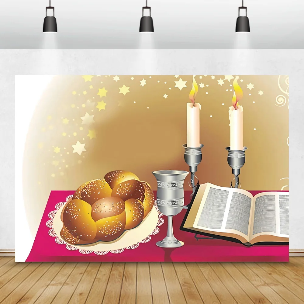 Jewish Photo Backdrop Sabbath Bread Candle Photography Background Living Room Decor Family Portrait Photocall Studio Photophone