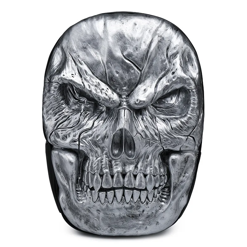 JIEROTYX klasyczny plecak 3D strach czaszka płaskorzeźba torba podróżna czarny plecak przywrócić Halloween fajny skórzany torby Unisex — zdjęcie 7