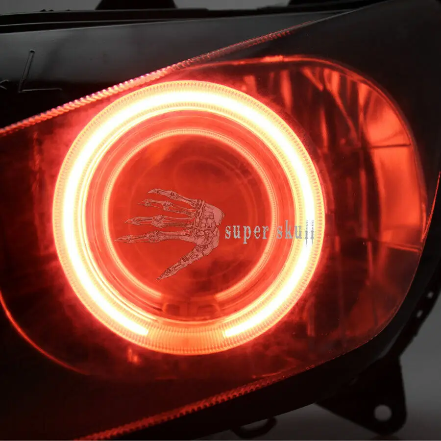 Motorcycle Front Head Lamp Projector HID Headlight Assembly Red Angel Eyes For Yamaha YZF R1 2000-2001Custom