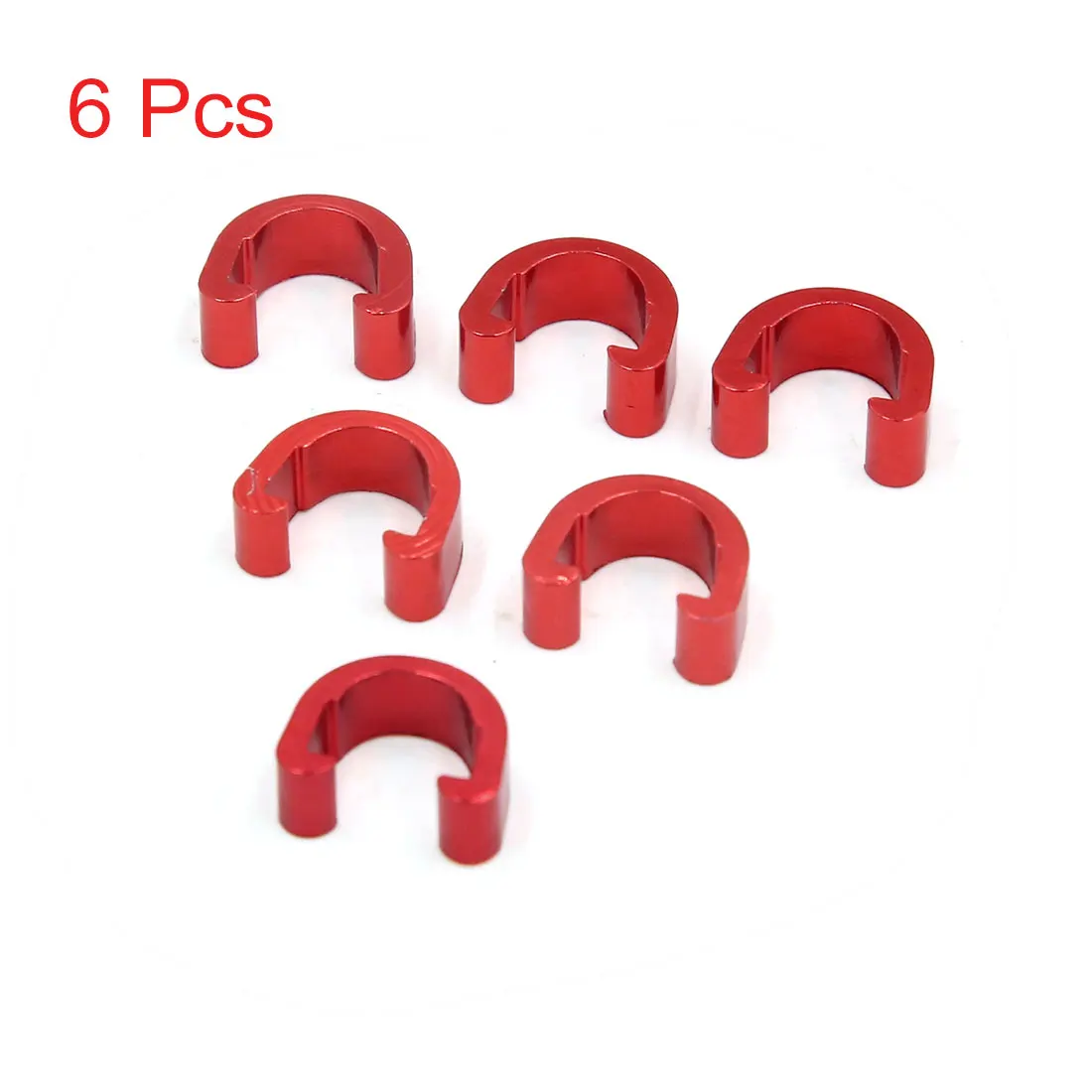 X Autohaux 6pcs Red Aluminium Alloy MTB Bike C-Clip Brake Cable Housing Hose Guide Clamp Universal