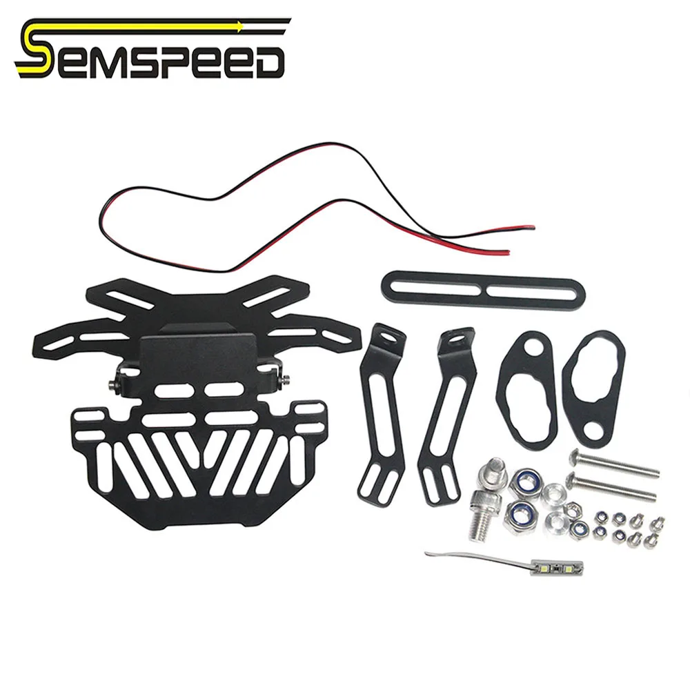 SEMSPEED Universal Motor Bike License Plate Holder LED Light For Honda CB400 VTEC CB650F CBR650F CBR500R CB500F CB500X CB 400