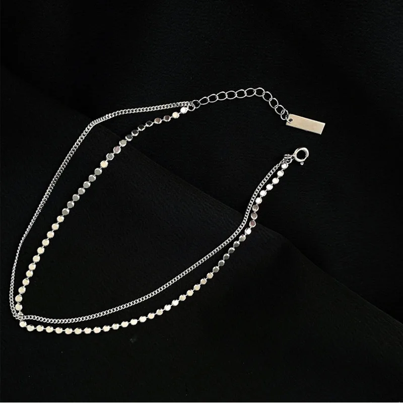 XIYANIKESilver Color New Trendy Double Layer Round Brand Anklet Female Simple Temperament Sexy Hot Chain Jewelry Браслет