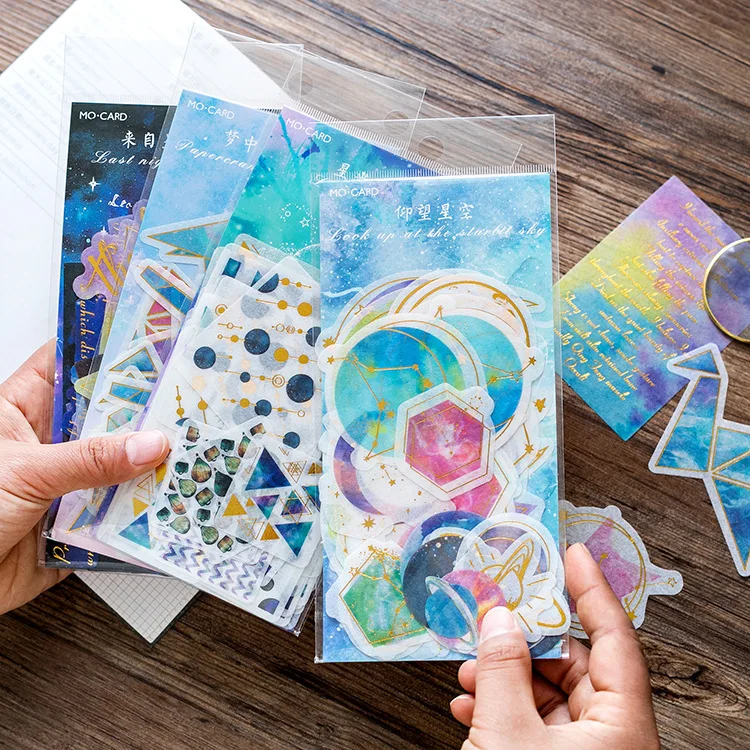 Stelle di notte Doratura Decorativa Washi Adesivi Scrapbooking Etichetta Bastone Diario di Cancelleria Album di Adesivi
