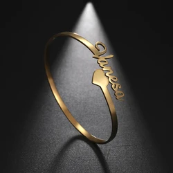 Sipuris-pulsera personalizada con nombre para mujer, brazalete de acero inoxidable, joyería, regalos personalizados