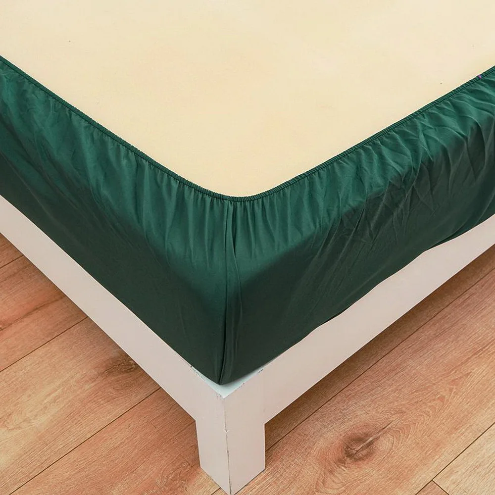 Sábanas ajustadas clásicas para cama de casa, Funda de colchón Sabanas con microfibra elástica (sin funda de almohada), color verde oscuro