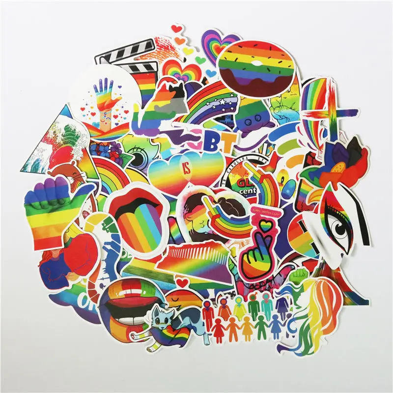 

10/30/50/100Pcs/lot Cartoon Colorful Rainbow Stickers For Snowboard Laptop Luggage Car Fridge Vinyl Home Decor Pegatina