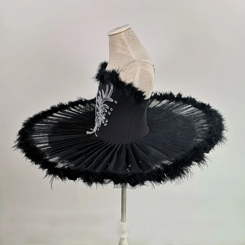 Tutú de Ballet profesional para mujer y niño, disfraz de cisne blanco y negro, pluma para adultos