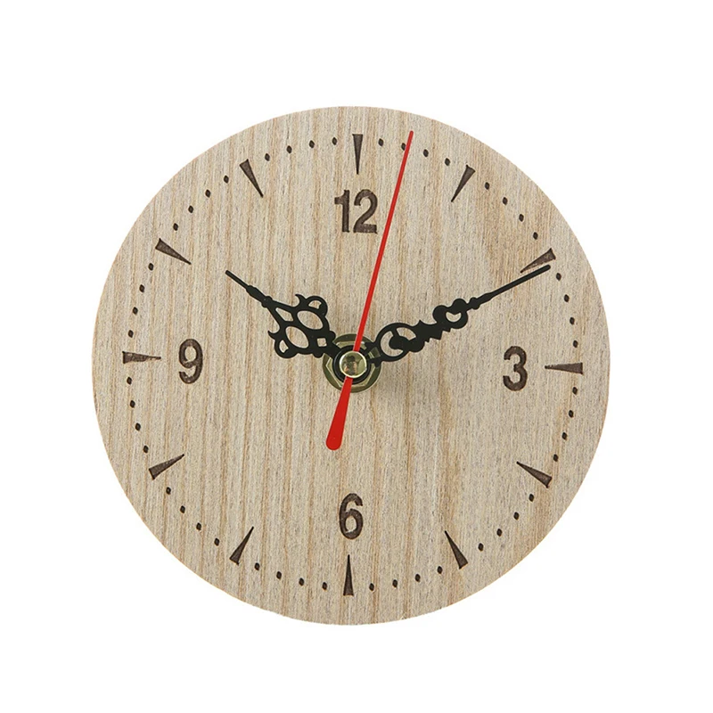 2025 New Arrival Retro Vintage Style Wooden Round Small Wall Clock Quiet Numerals Quartz Home Hot Sales