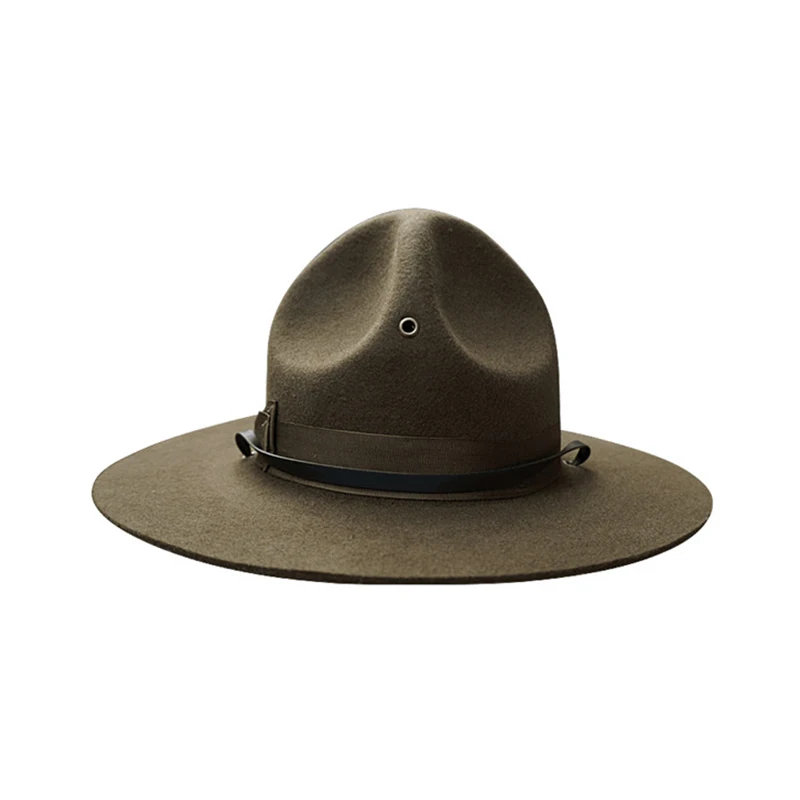 X047 U.S. Marine Corps Adult Wool Fedora Hats Adjustable Size Woolen Army Green Hats Fedora Hat Men Fashion Womens Church Hats