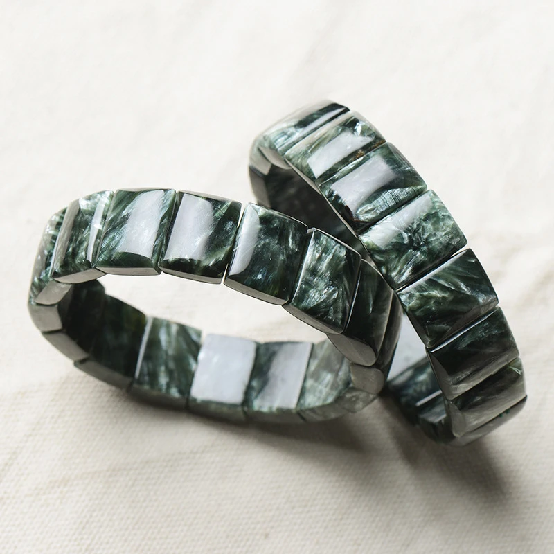 Natural Green Seraphinite Bracelet 14x10mm Women Rectangle Beads Fashion Jewelry Seraphinite Beads AAAAA