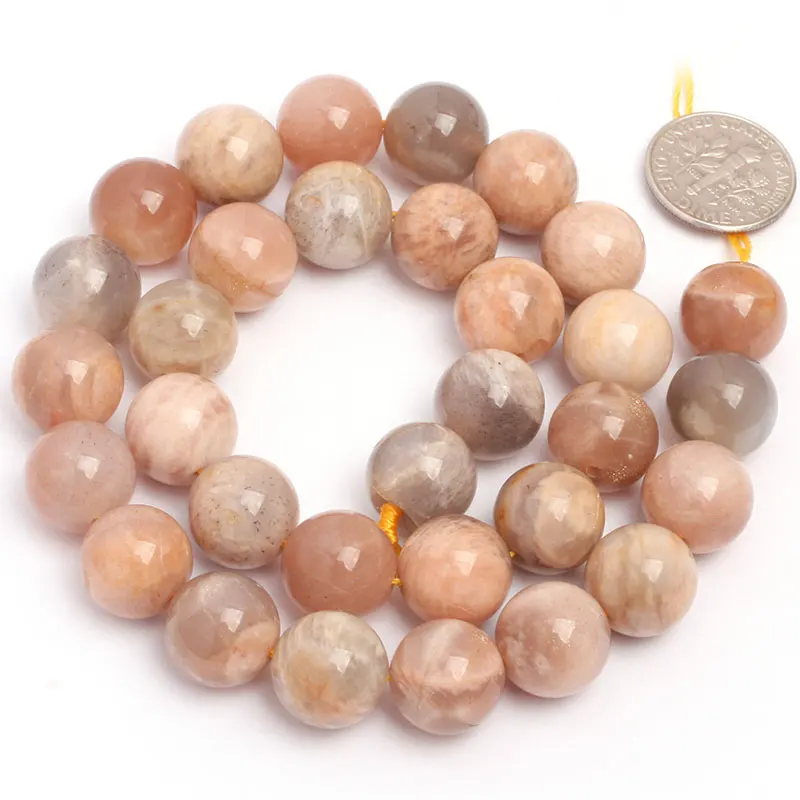 Natural Pink Sunstone Round Bead For Jewelry Making Strand 15 inch DIY Bracelet Necklace Jewelry Loose Beads