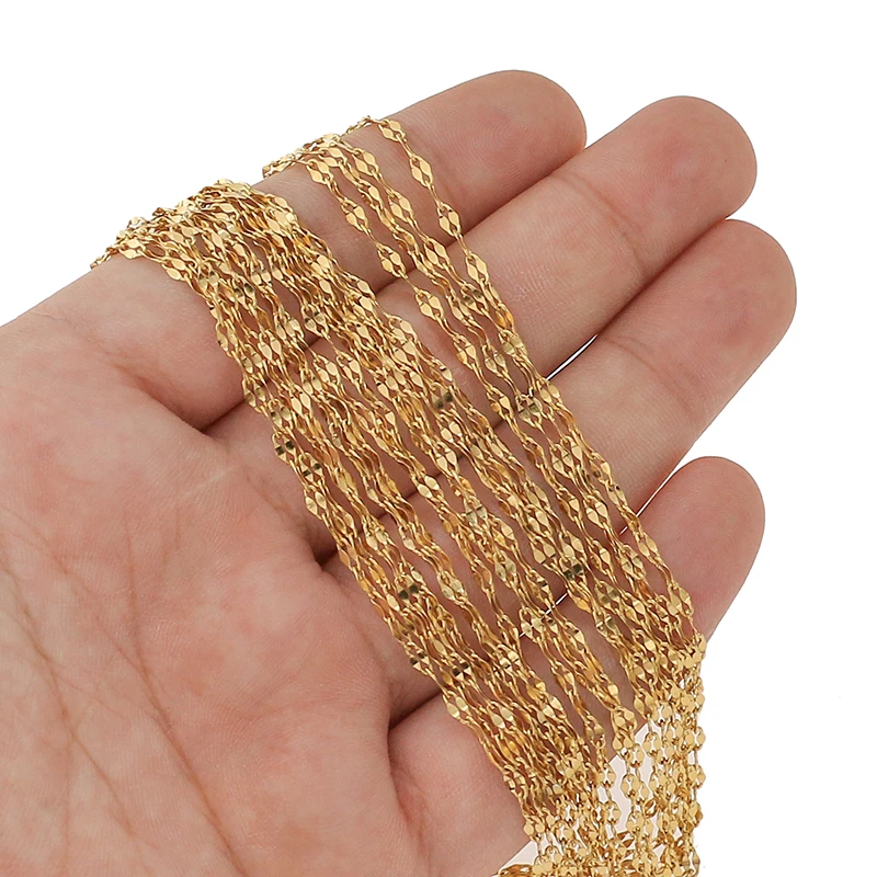 2m Stainless Steel Flat Oval Lip-shape Water-wave Chain for Pendant Necklace DIY Jewelry Making Findings Wholesale Lots Bulk image 3