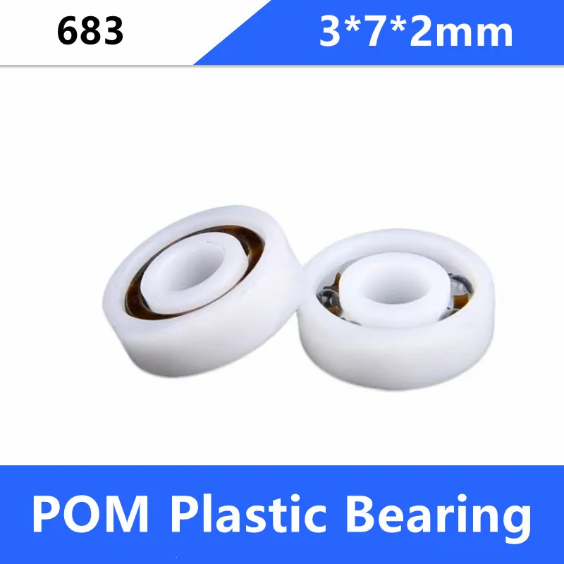 

50pcs/lot 683 3mm POM Plastic bearings with Glass balls 3x7x2 mm nylon bearing 3*7*2mm