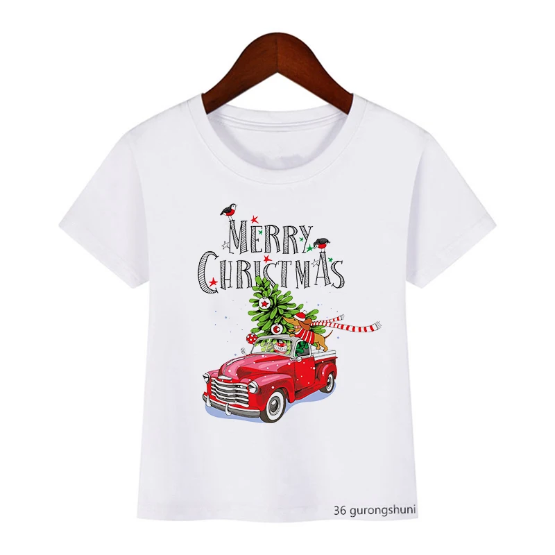 Nova chegada 2022 crianças camiseta pinguim dos desenhos animados natal impressão gráfica meninos/meninas t camisas universais bonito crianças camiseta topos