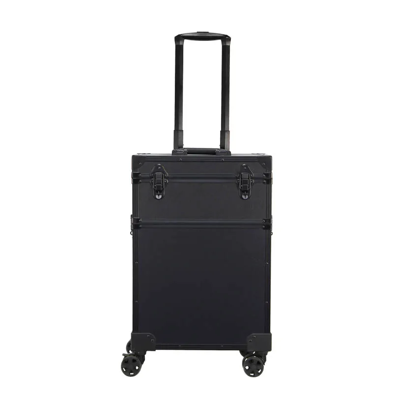 Professional Heel Makeup Artist Metal Trolley Suitcase Double-Deck High-Capacity With Lamp Beauty Manicure Embroidery Tool Case