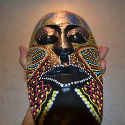 Thai handmade African stippling mask face makeup farmhouse restaurant living room bar wall decoration mask pendant