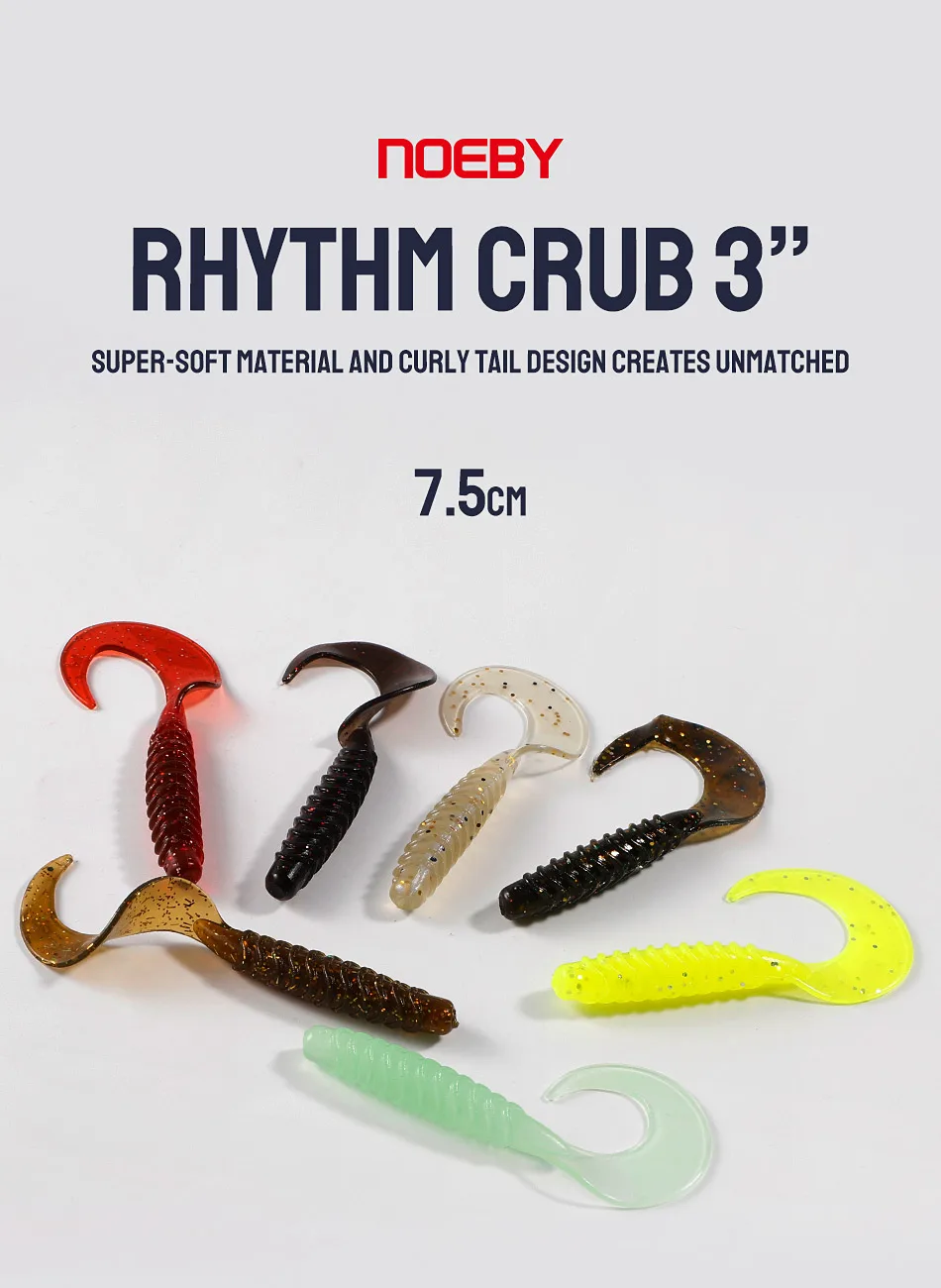 Noeby Soft Köder Wurm Köder 7,5 cm 2,7g lockige Maden gerippte Silikon Köder Wobbler Gummi Swimbait Pike Barsch Bass Angel gerät – Detail 2