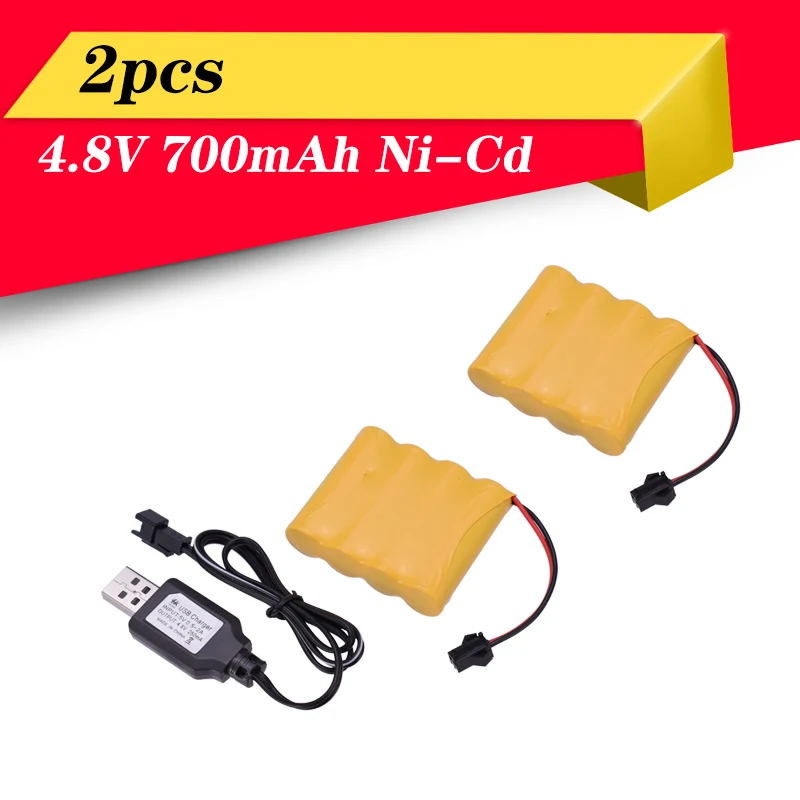 2pcs 4.8V 6V 7.2V 9.6V 700mAh Ni-Cd AA Battery Pack Rechargeable For Remote Control Electric Car Toys SM-2P Plug Nicd Battery