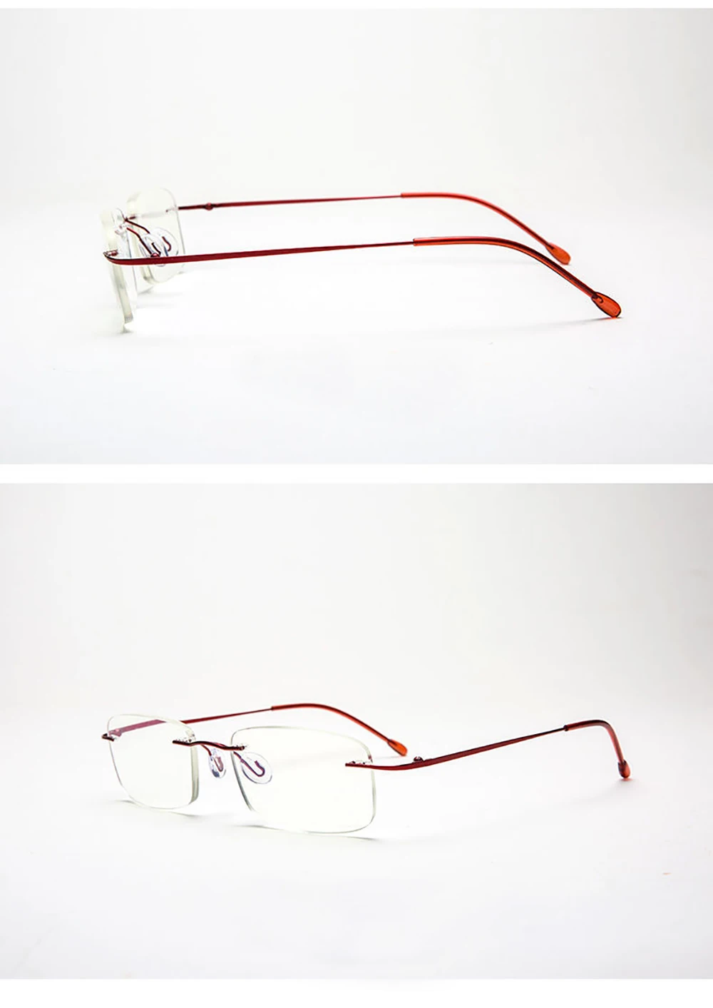 Randlose Lesebrille aus Titanlegierung, ultraleicht, quadratisch, flexibel, Presbyopie-Brille, Anti-Blue-Ray-Brille, Unisex – Detail 11
